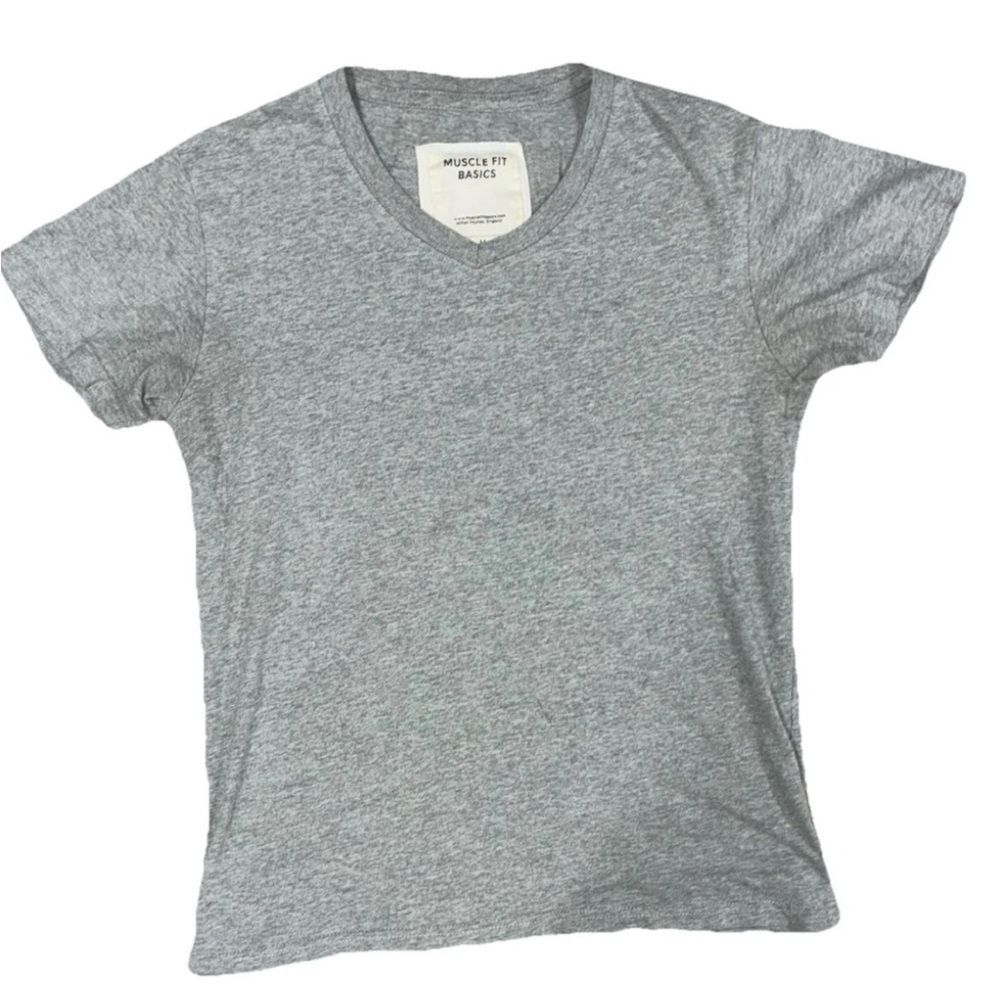Imported Muscle Fit Basics Grey Sueded Ethically Sourced Cotton Size M  V-Neck